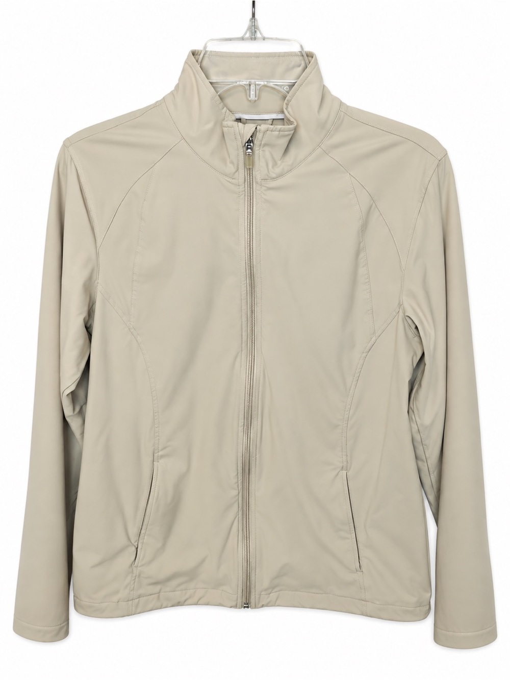 Lady Hagen Women’s Beige Golf Jacket Full Zip Stretch Lightweight Size M/L